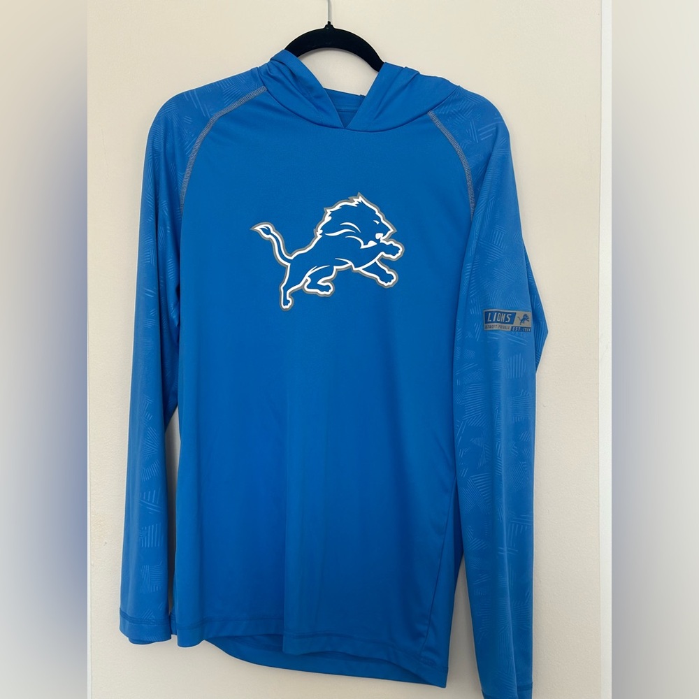 Detroit Lions Men’s Lightweight Hoodie Blue Fanatics NFL Size Medium